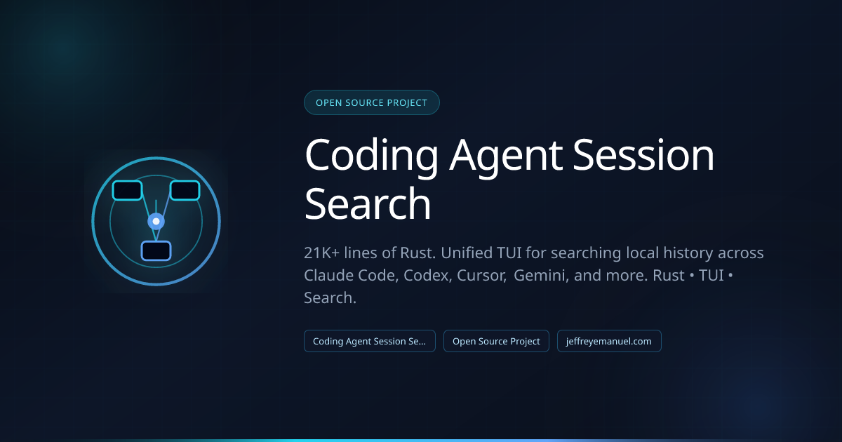 Coding Agent Session Search | Jeffrey Emanuel